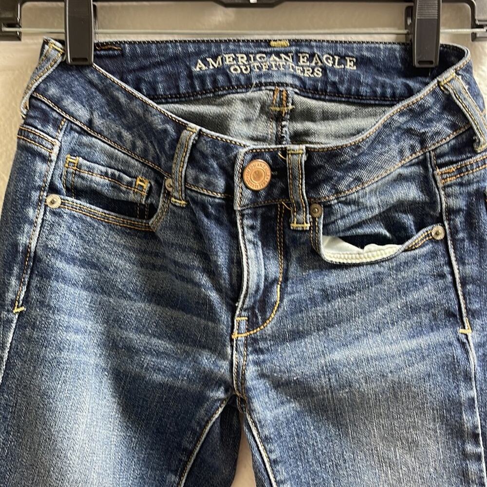 E) American Eagle Outfitters Skinny Stretch Women Jeans Blue size 00 - Picture 3 of 12